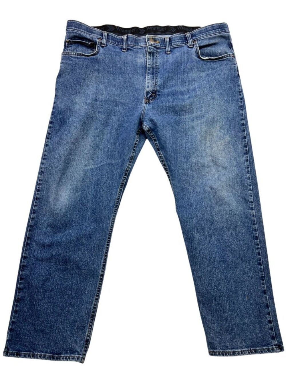 Wrangler Men's Regular Fit Straight Leg Jeans Stretch Denim 44x29 Blue Mid Wash